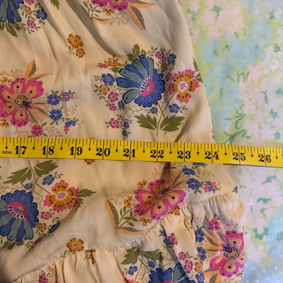NWOT Spell | Soltice Tiered Ruffle Gown Size Large Floral Cream Boho Smocking - Picture 11 of 13